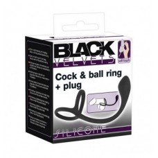 Кольцо эрекционное двойное + анальный стимулятор «Black Velvets» Cock & Ball Ring + Plug