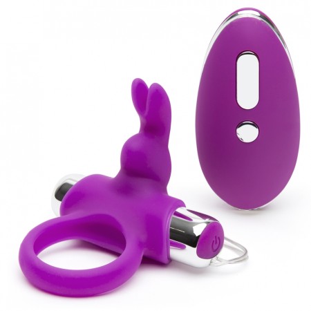 Виброкольцо с пультом фиолетовое «Happy Rabbit»